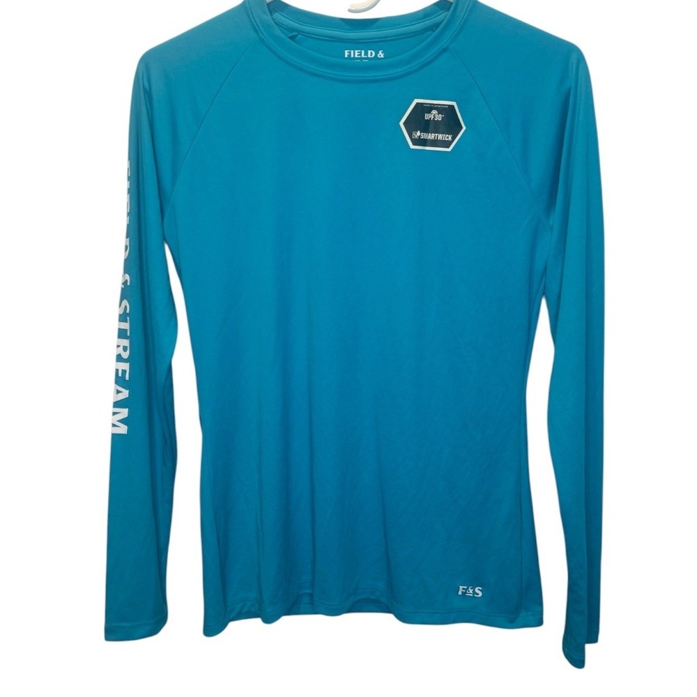 Field & Stream Womens Blue Fishing Shirt Smartwick UPF 30 Long Sleeve SM NEW